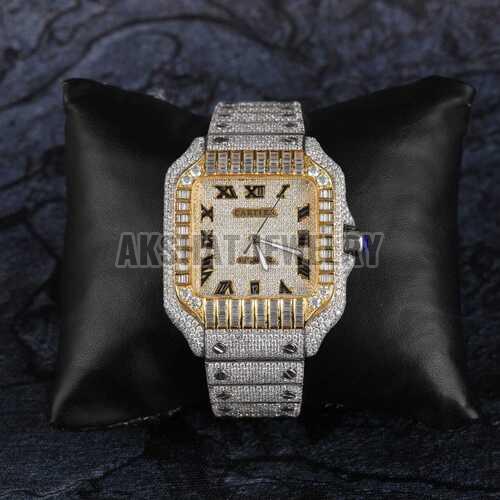 Round Moissanite Fully Diamond Studded Watch