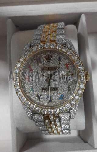 Round Fully Diamond Studded Watch