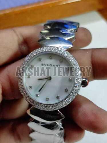 Round Fancy Moissanite Diamond Wrist Watch