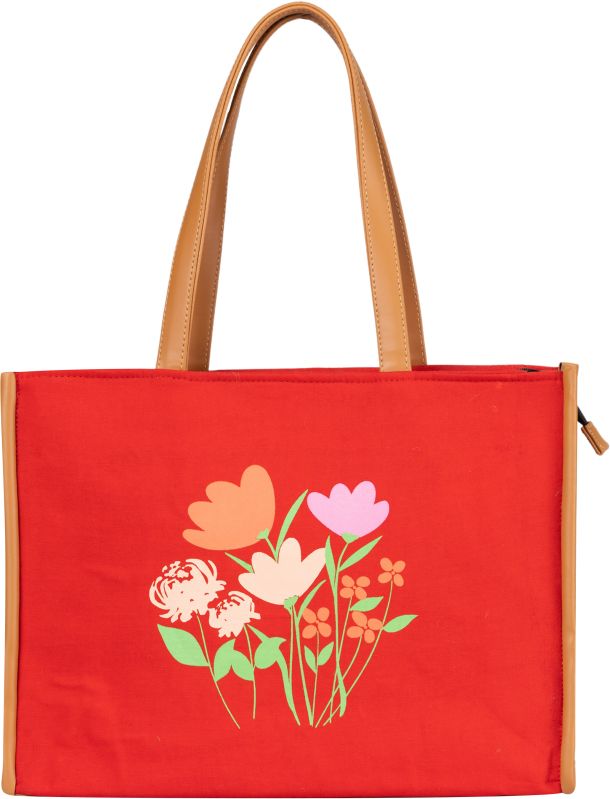 ED182 Floral Print Canvas Tote Bag