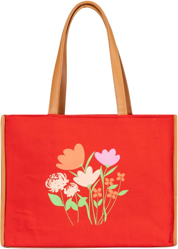 ED182 Floral Print Canvas Tote Bag