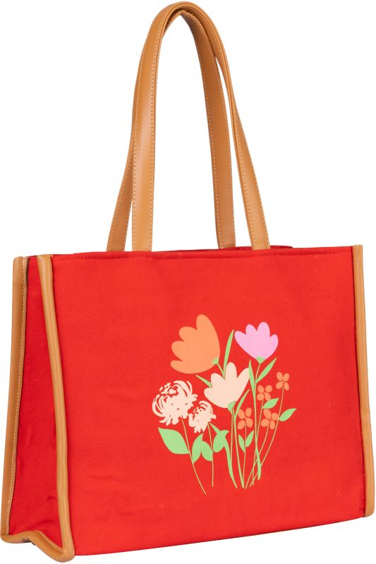 ED182 Floral Print Canvas Tote Bag