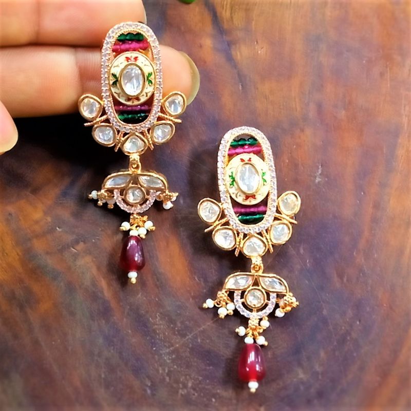 Kundan Polki Stone Earrings