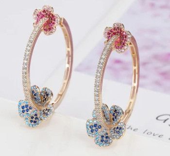 Floral Ear Hoops Woman Earrings