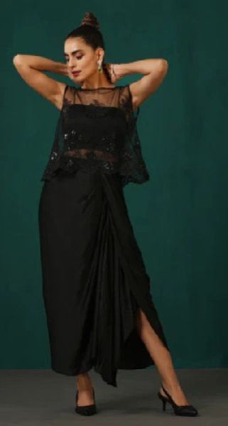 Black Cape Woman Skirt Drape