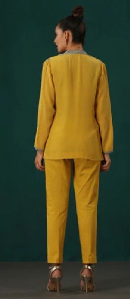 Woman Yellow Kurti Trouser Set