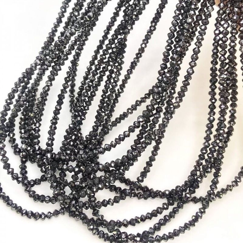 Natural Black Diamond Faceted Rondelle Beads Strand