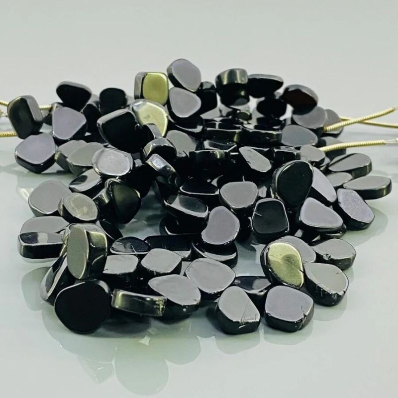 Natural Black Spinel Smooth Irregular Gemstone Beads Strand