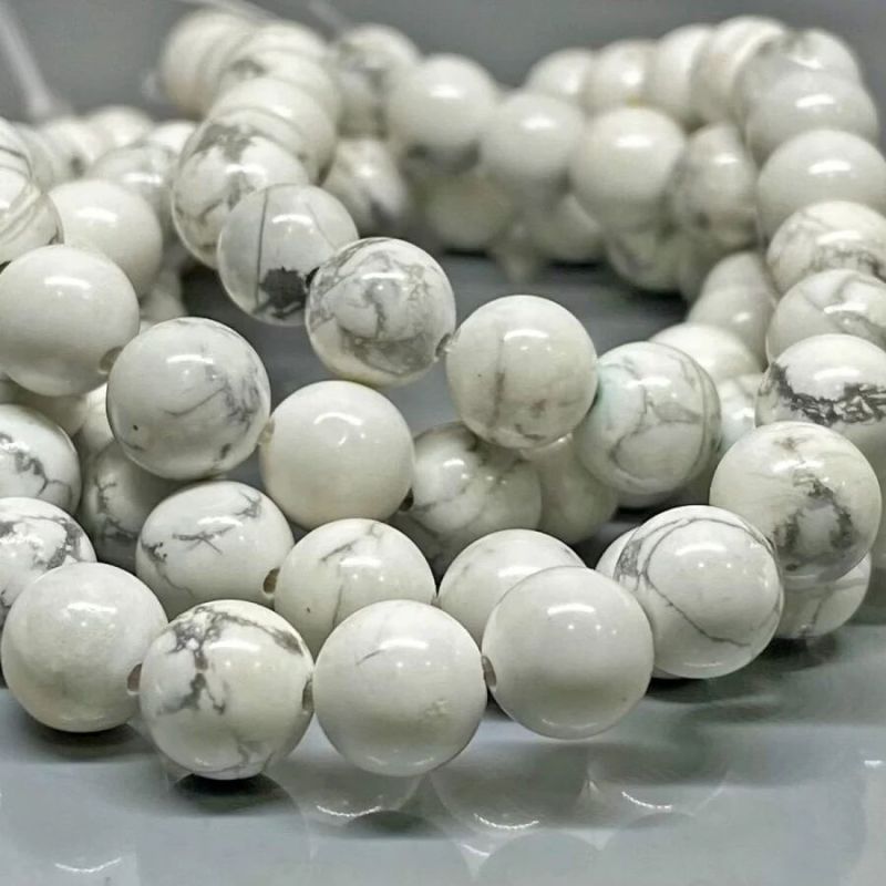 Natural Howlite Smooth Round Gemstone Beads Strand