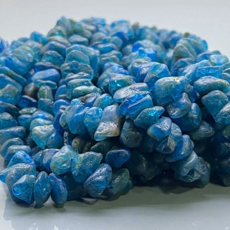 Natural Neon Blue Apatite Smooth Nugget Gemstone Beads Strand