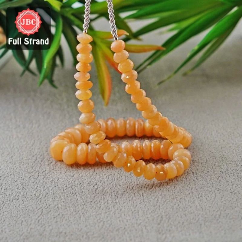 Peach Moonstone  Faceted Rondelle Gemstone Beads Strand