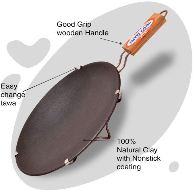 Clay Non-stick Tawa (with Handle)(10 Inch)