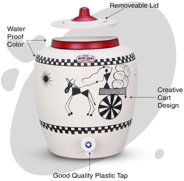 Clay Water Pot 11 Litre Cart Design