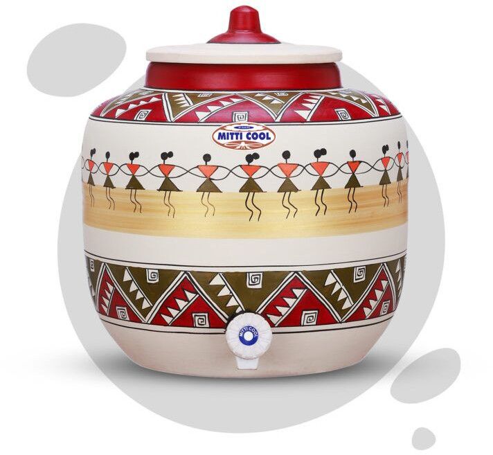 Clay Water Pot 12 Litre Dancing Doll Design