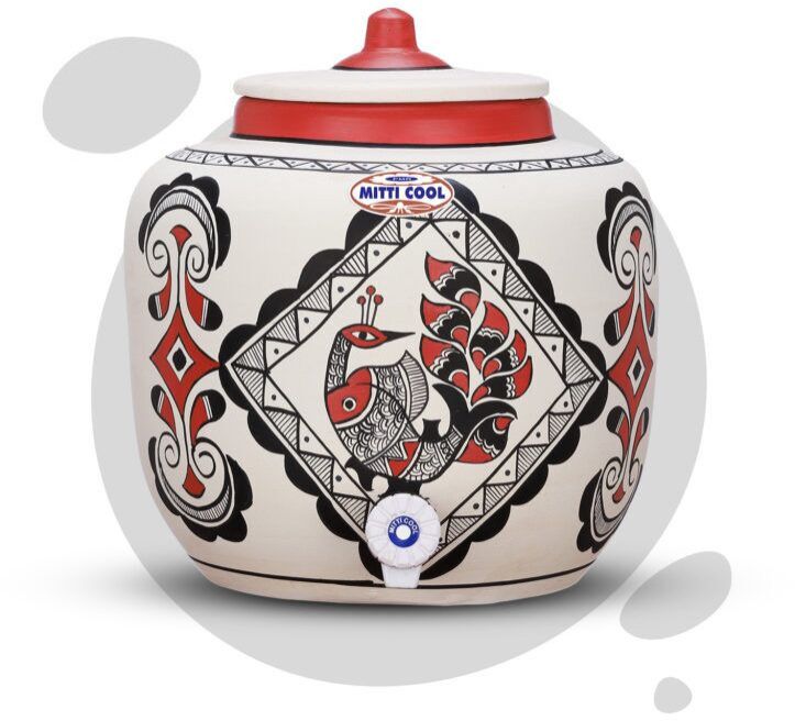 Clay Water Pot 12 Litre Royal Peacock Design