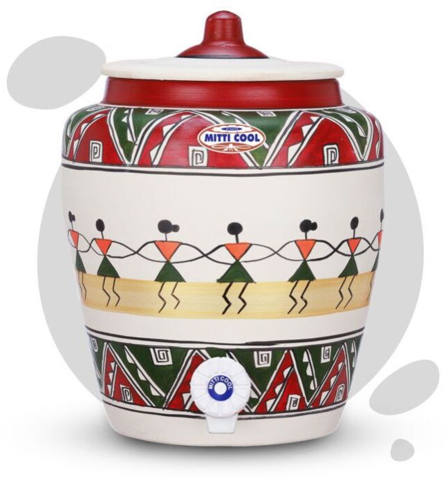 Clay Water Pot 6.5 Litre Dancing Doll Design