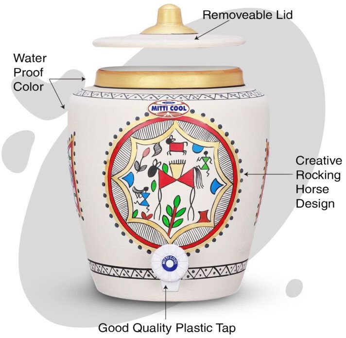 Clay Water Pot  Rocking Horse Design 6.5 Litre
