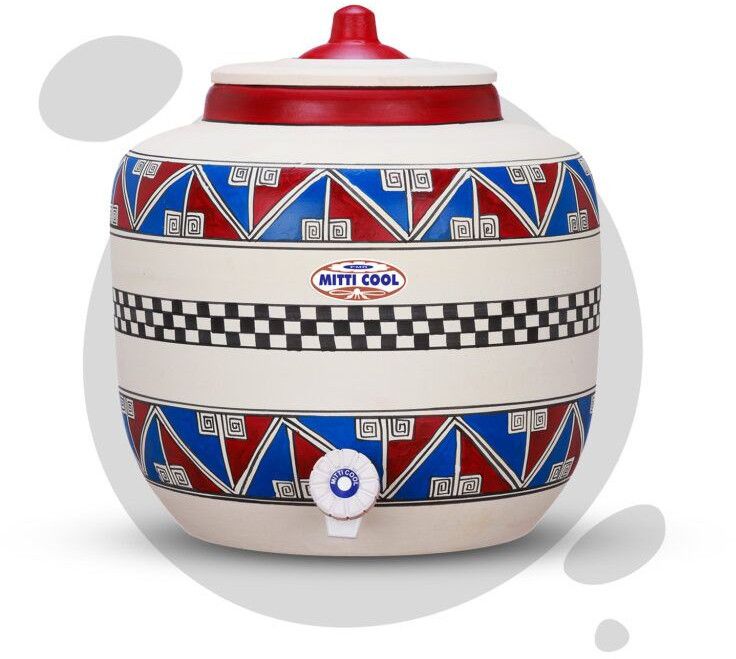 Earthen Clay Water Pot  Triple Border Design 12 Liter