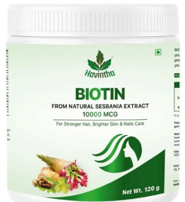 Plant Based Biotin For Skin, Nail and Hair Health (With Pomegranate, Sesbania Agati Extract and Bamb