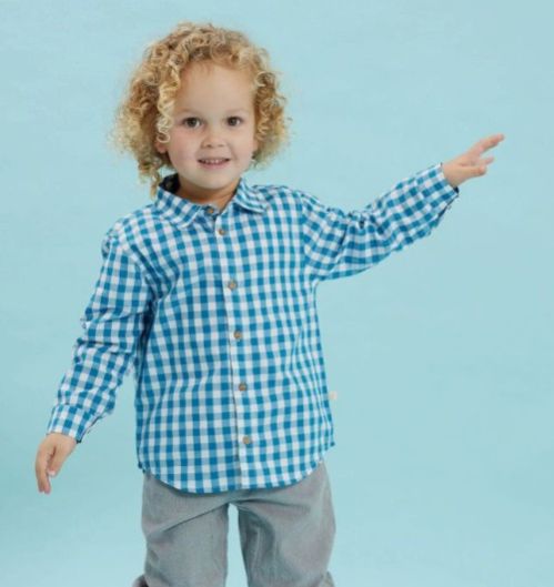 Faience Gingham Cambric Shirt For Boys