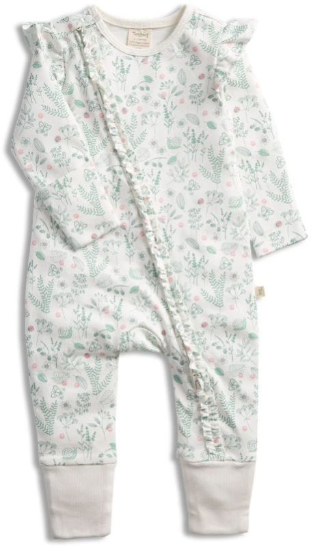 Herb Garden Long Sleeve Baby Unisex Diagonal Frill Zipsuit