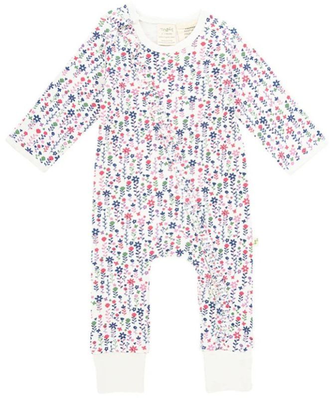 Pretty Florals  Style Long Sleeve Baby Unisex Diagonal  Frill Zipsuit