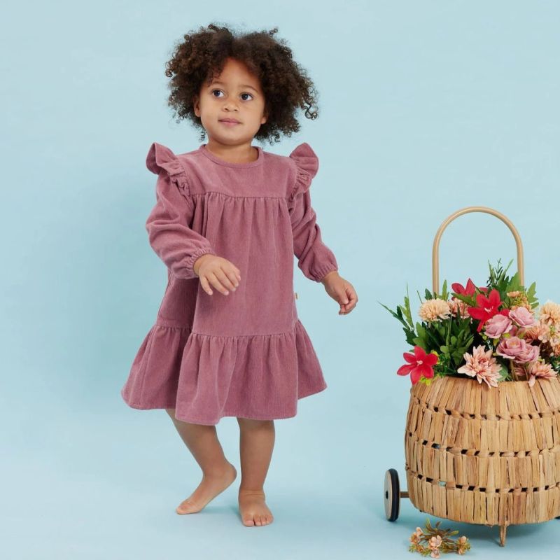 Rose Style Corduroy Dress For Girls