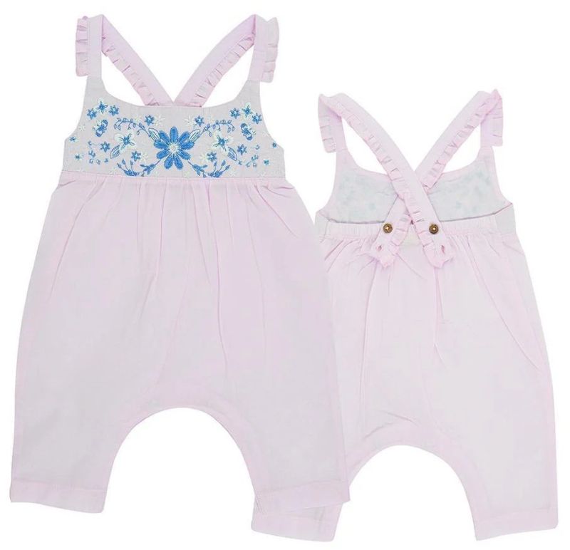Soft Pink Baby Girl Sunsuit With Embroidery