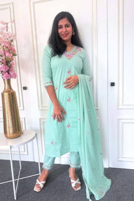 Mul Womens Cotton Kurta Pant And Dupatta Set