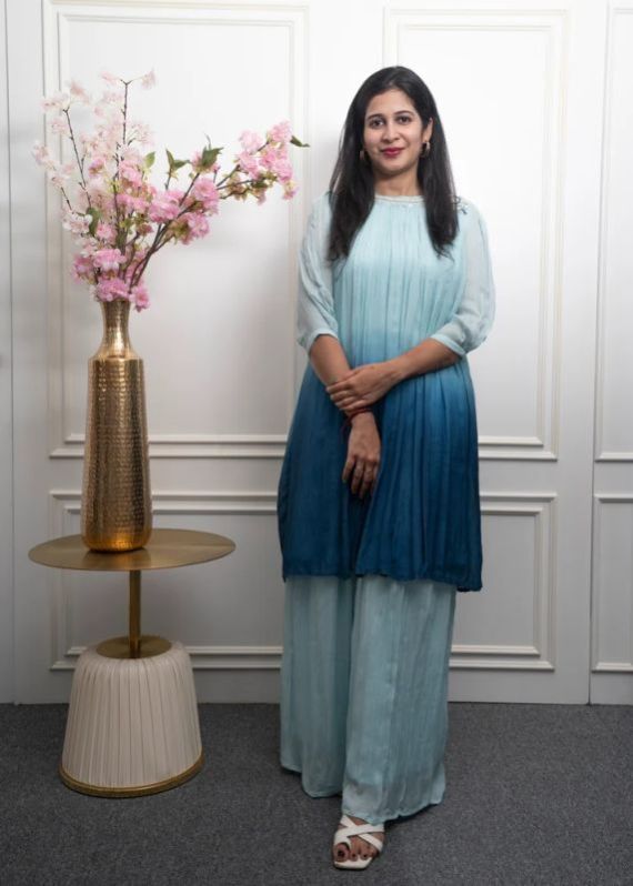 Womens Ombre Shaded Indo Western Kurta With Palazzo Set