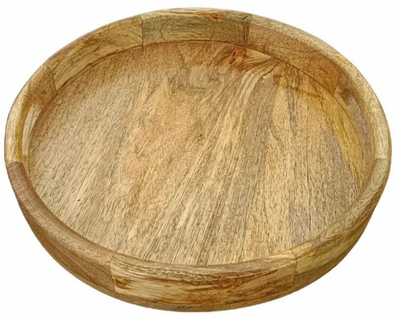 12 Inch Round Wooden Serving Tray