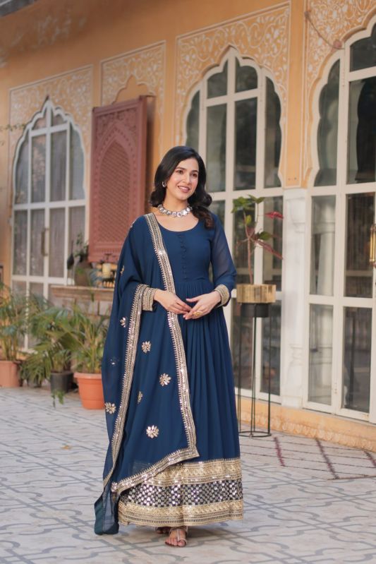 9star fashion-rabia embroidered work gown