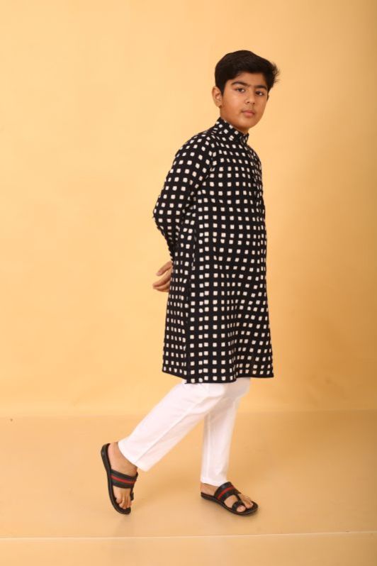 Boys Fancy Black Kurta Pajama Set