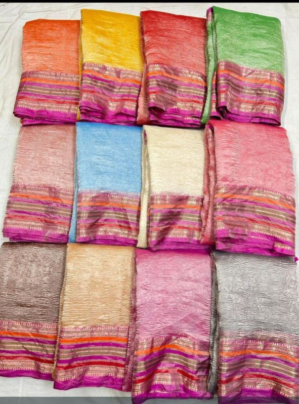 Tissue Silk Crush Plain Saree