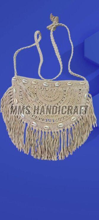 Boho Crochet Shell Pattern Macrame Bag