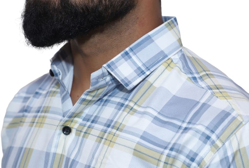 Men Blue Check Cotton Shirt