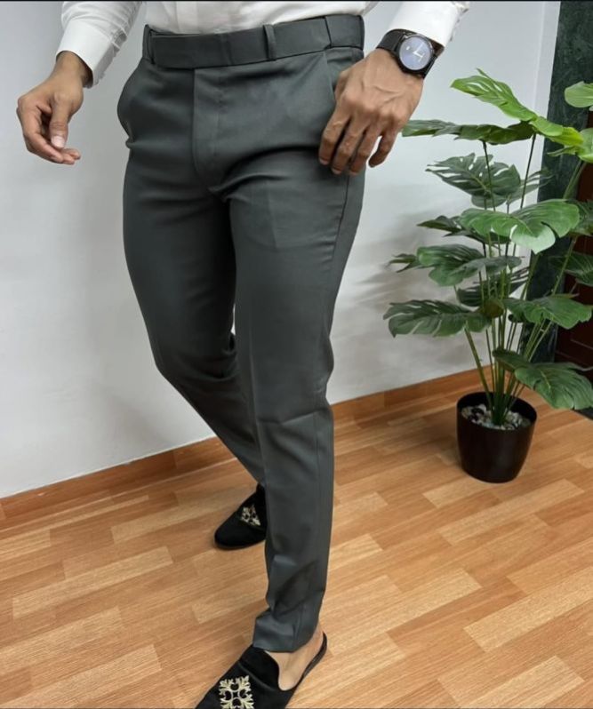 Men Cotton Dark Grey Trouser