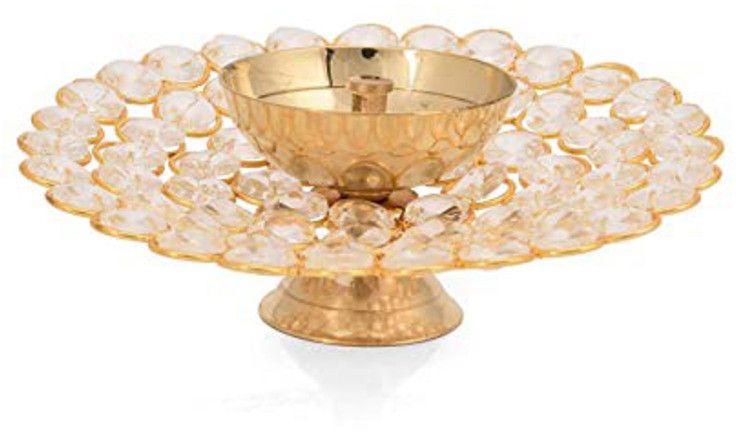 Brass Crystal Plate Shape Diya
