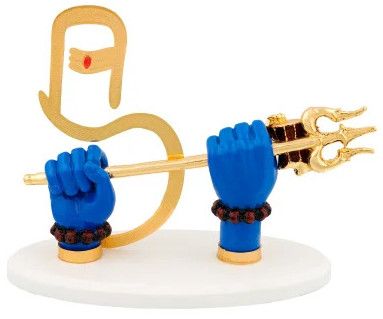 Gold Plated Shiva Hand With Trishul & Shivling - Divine Blessings & Transformation