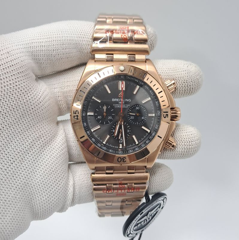 Breitling Chronomat Rose Gold Black Dial Swiss Watch