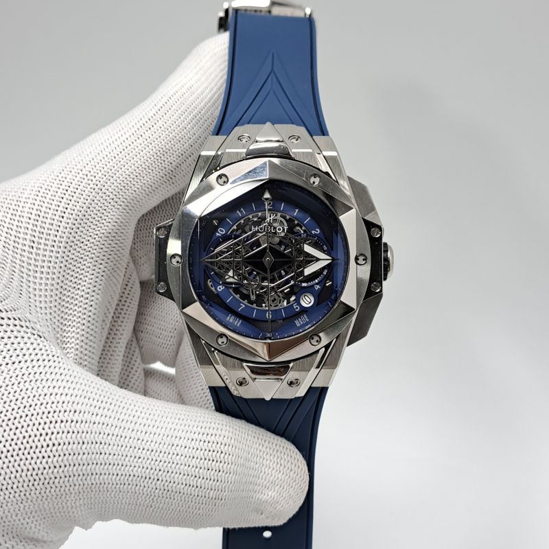 Hublot Big Bang Unico Silver Blue Dial Blue Rubber Strap Swiss Watch