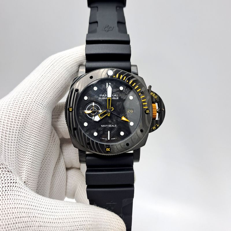 Luminor Panerai The Navy Seals Black Dial Black Rubber Strap Swiss Automatic Watch