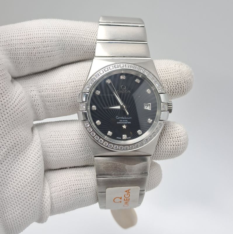 Omega Constellation Co Axial Steel Black Dial Swiss Automatic Watch