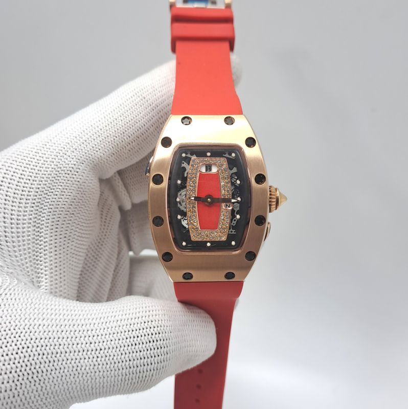 Richard Mille Rm 07-01 Rose Gold Red Rubber Strap Swiss Semi Eta Automatic Watch