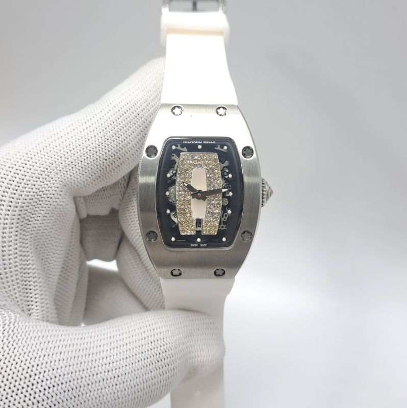 Richard Mille Rm 07-01 Silver White Rubber Strap Swiss Semi Eta Automatic Watch