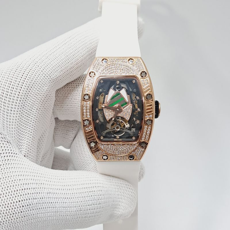 Richard Mille Rm 71-01 Automatic Tourbillon Talisman Diamond Rose Gold White Rubber Strap Swiss Watch