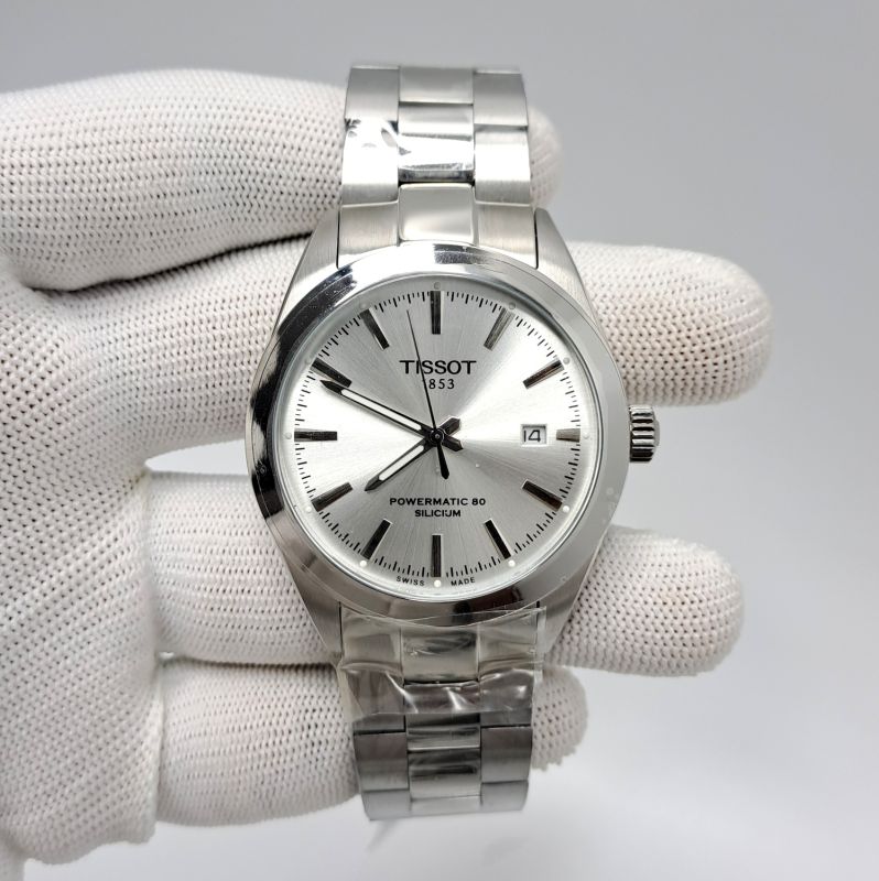 Tissot Gentleman Powermatic 80 Silicium Steel Silver Dial Swiss Automatic Watch