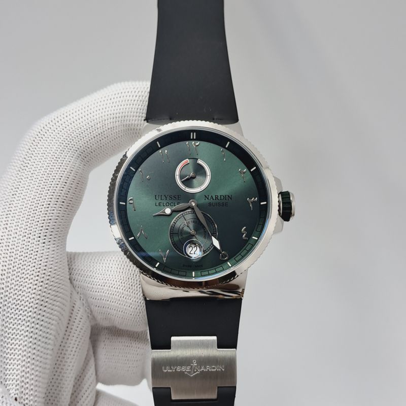 Ulysse Nardin Marine Chronometer Silver Green Dial Rubber Strap Automatic Watch