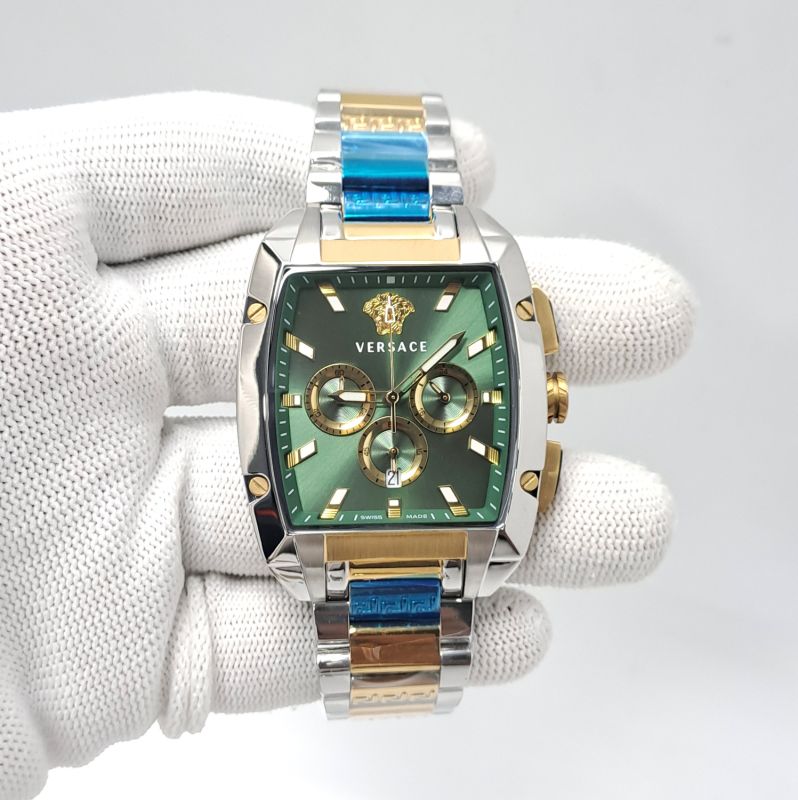 Versace Dominus Chronograph Dual Tone Green Dial Swiss Watch