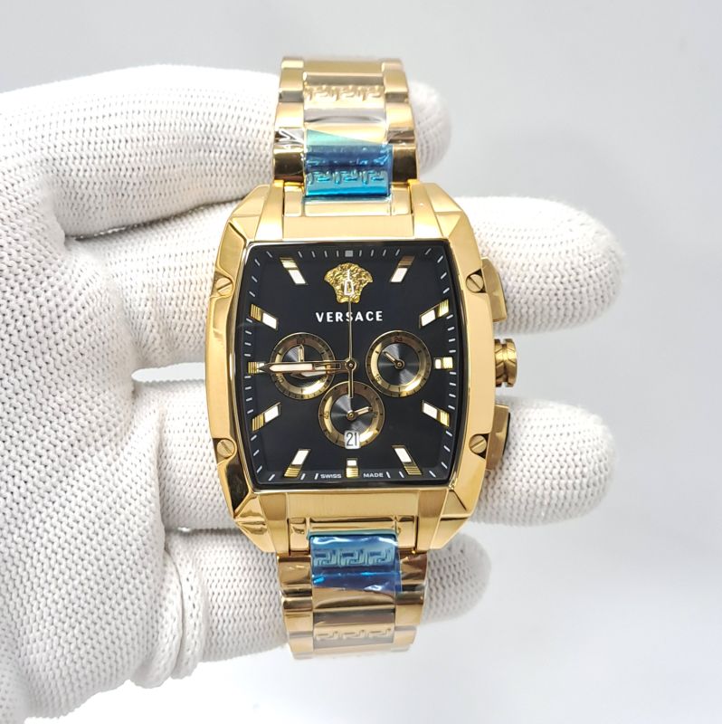 Versace Dominus Chronograph Full Gold Black Dial Swiss Watch